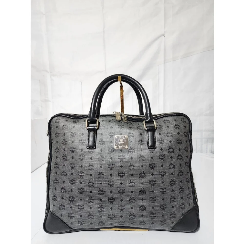 MCM Visetos Laptop Bag Grey/Black